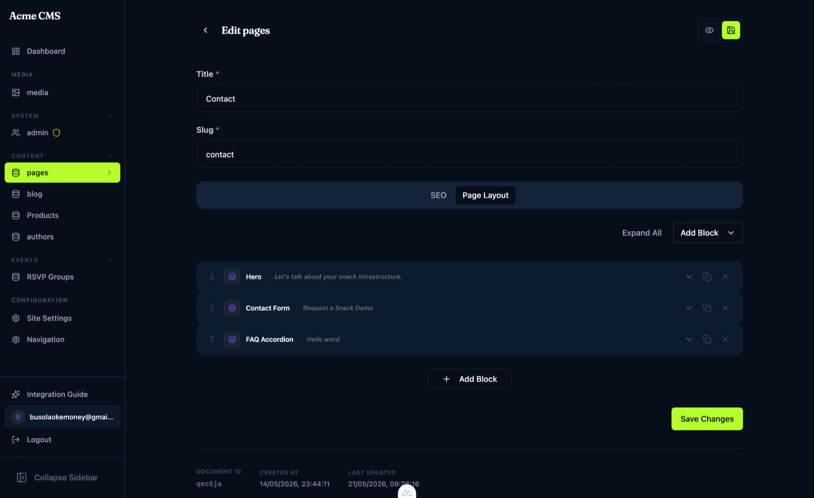Dyrected Page builder with reusable content blocks